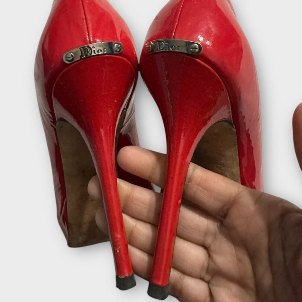 Christian Dior High Stiletto Heels Women's 37 Red Patent Leather Pumps Miss Dior - Picture 8 of 16